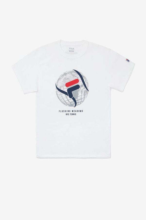 Fila Nyc Globe Graphic Men's Tee - White,NZ 376-18076